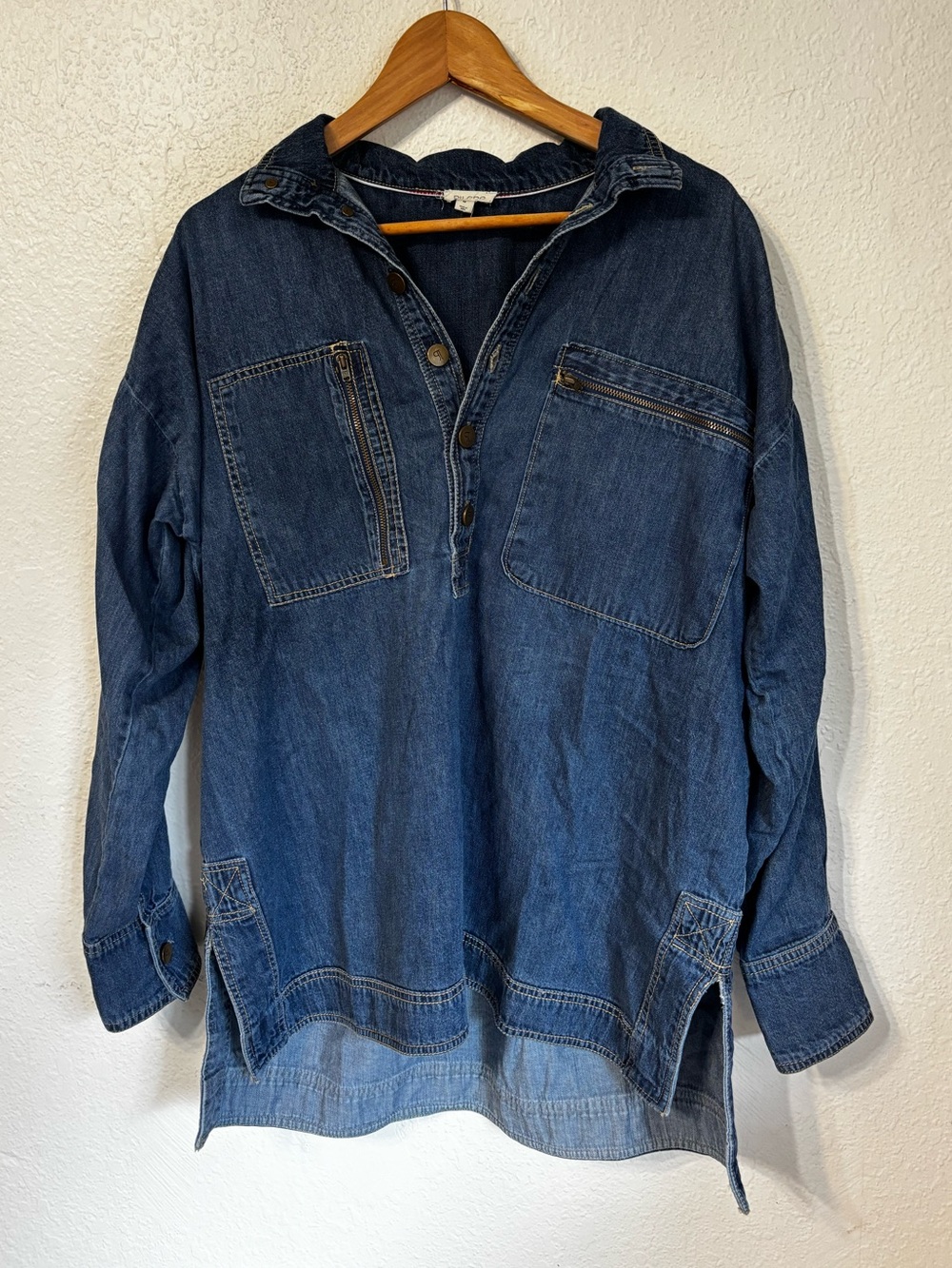 Anthropologie Pilcro Half Button Denim Tunic Shirt Medium